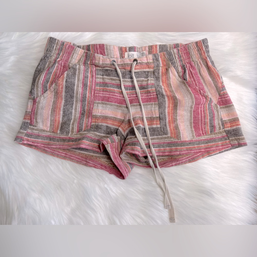 Jolt Striped Multi Colored Canvas Style Drawstring Short Shorts Juniors Size 7